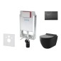 kielle Genesis - Set de bâti-support, cuvette Gaia, abattant softclose et plaque de déclenchement Gemini III, noir mat 30505SZ12