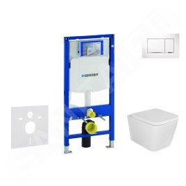Geberit Duofix - Set de bâti-support, cuvette Arkas et abattant softclose, plaque de déclenchement Sigma30, blanc/chrome