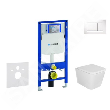 Geberit Duofix - Set de bâti-support, cuvette Arkas et abattant softclose, plaque de déclenchement Sigma30, blanc/chrome