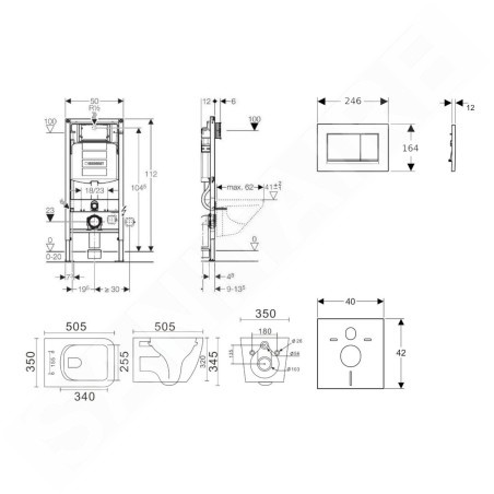Geberit Duofix - Set de bâti-support, cuvette Arkas et abattant softclose, plaque de déclenchement Sigma30, blanc/chrome