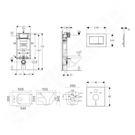 Geberit Kombifix - Set de bâti-support, cuvette Arkas et abattant softclose, plaque de déclenchement Sigma30, blanc/chrome