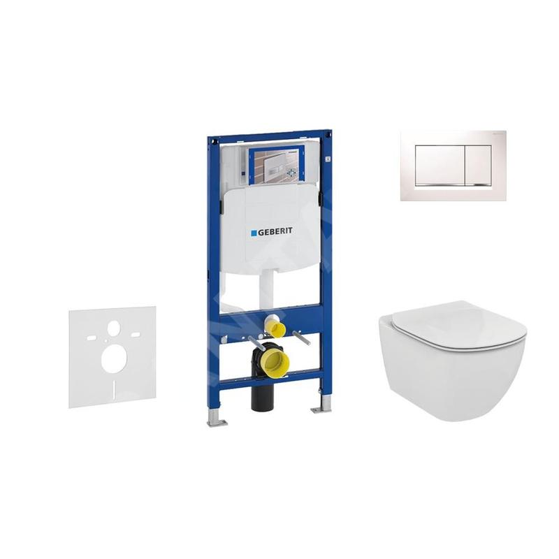 Geberit Duofix - Bâti-support pour WC suspendu avec plaque de déclenchement Sigma 30, blanc/chrome brillant + Ideal Standard Geberit Duofix - Bâti-support pour WC suspendu avec plaque de déclenchement Sigma 30, blanc/chrome brillant + Ideal Standard