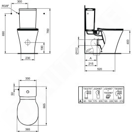 Ideal Standard Connect Air - cuvette de WC combi, évacuation basse/arrière, Aquablade, blanc E013701