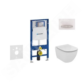 Geberit Duofix - Bâti-support pour WC suspendu avec plaque de déclenchement Sigma50, blanc alpin+ Ideal Standard Tesi - cuvette