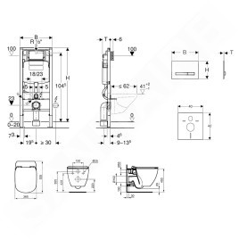Geberit Duofix - Bâti-support pour WC suspendu avec plaque de déclenchement Sigma50, blanc alpin+ Ideal Standard Tesi - cuvette