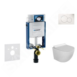 Geberit Kombifix - Set de bâti-support, cuvette Gaia et abattant softclose, plaque de déclenchement Sigma01, blanc alpin