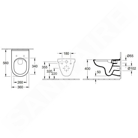 Villeroy & Boch O.novo - WC suspendu, DirectFlush, AntiBac, CeramicPlus, blanc alpin 5660R0T2