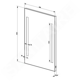 Aqualine Accessoires - Miroir avec éclairage LED, 600x800 mm ATH6