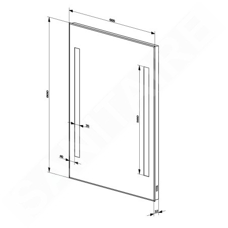 Aqualine Accessoires - Miroir avec éclairage LED, 600x800 mm ATH6