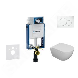 Geberit Kombifix - Set de bâti-support, cuvette Oudee et abattant softclose, plaque de déclenchement Sigma01, blanc alpin