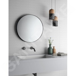 Aqualine Miroirs - Miroir, diamètre 600 mm, noir mat 6000