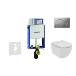 Geberit Kombifix - Set de bâti-support, WC suspendu Rimless+ abattant SoftClose Ideal Standard Tesi, plaque de déclenchement