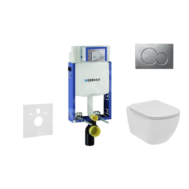 Geberit Kombifix - Set de bâti-support, WC suspendu Rimless+ abattant SoftClose Ideal Standard Tesi, plaque de déclenchement Geberit Kombifix - Set de bâti-support, WC suspendu Rimless+ abattant SoftClose Ideal Standard Tesi, plaque de déclenchement