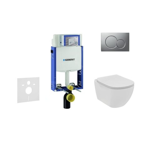 Geberit Kombifix - Set de bâti-support, WC suspendu Rimless+ abattant SoftClose Ideal Standard Tesi, plaque de déclenchement