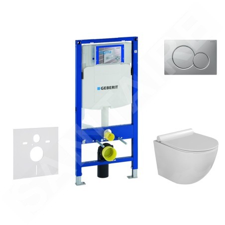 Geberit Duofix - Set de bâti-support, cuvette Gaia et abattant softclose, plaque de déclenchement Sigma01, chrome mat laqué