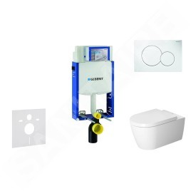 Geberit Kombifix - Ensemble bâti-support, cuvette de toilette et siège ME by Starck, Rimless, SoftClose, plaque Sigma01, blanc