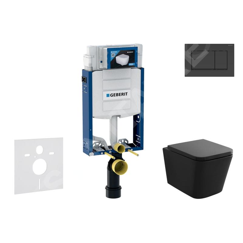 Geberit Kombifix - Set de bâti-support, cuvette Arkas et abattant softclose, plaque de déclenchement Sigma30, Noir mat/noir Geberit Kombifix - Set de bâti-support, cuvette Arkas et abattant softclose, plaque de déclenchement Sigma30, Noir mat/noir