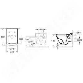 Villeroy & Boch Finion - WC suspendu, DirectFlush, CeramicPlus, Stone White 4664R0RW