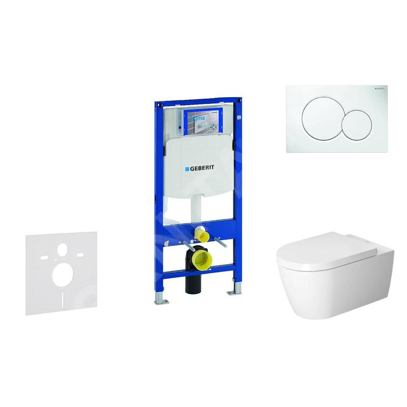 Geberit Duofix - Ensemble bâti-support, cuvette de toilette et siège ME by Starck, Rimless, SoftClose, plaque Sigma01, blanc