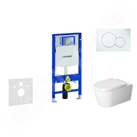 Geberit Duofix - Ensemble bâti-support, cuvette de toilette et siège ME by Starck, Rimless, SoftClose, plaque Sigma01, blanc