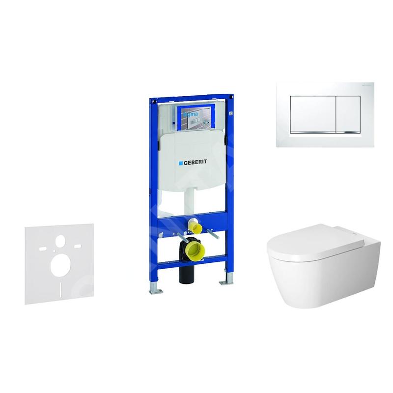 Geberit Duofix - Ensemble bâti-support, cuvette de toilette et siège ME by Starck, Rimless, SoftClose, plaque Sigma30,