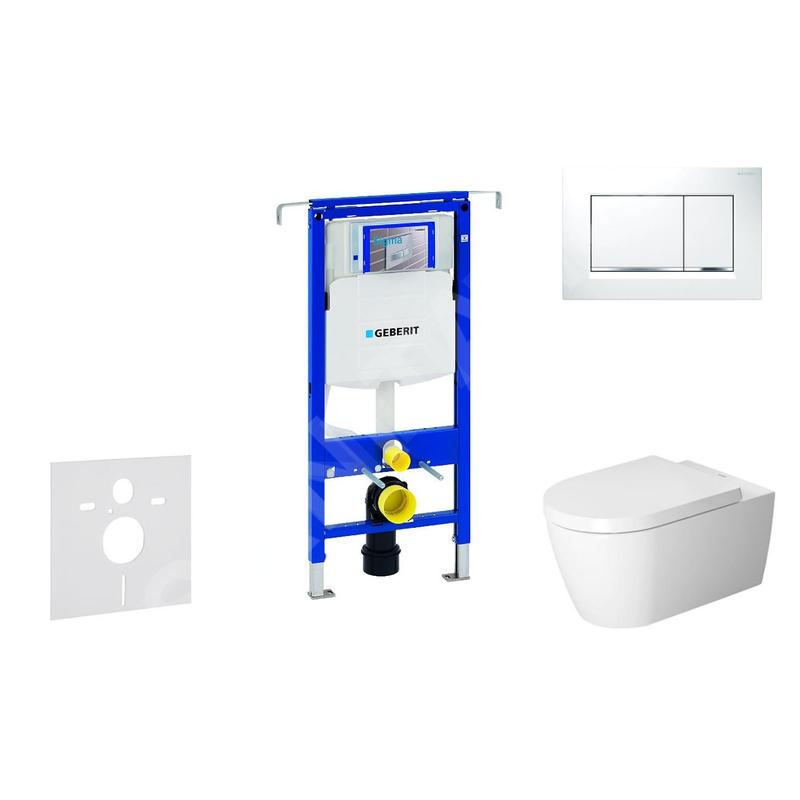 Geberit Duofix - Ensemble bâti-support, cuvette de toilette et siège ME by Starck, Rimless, SoftClose, plaque Sigma30,