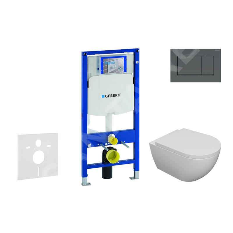 Geberit Duofix - Set de bâti-support, cuvette Oudee et abattant softclose, plaque de déclenchement Sigma30, noir mat/noir