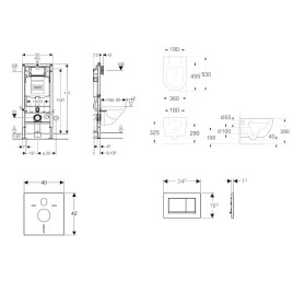 Geberit Duofix - Set de bâti-support, cuvette Oudee et abattant softclose, plaque de déclenchement Sigma30, noir mat/noir