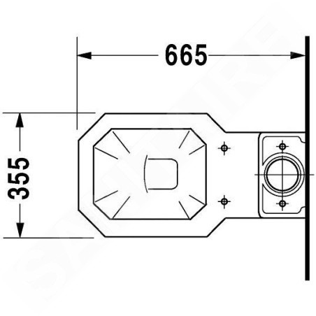 Duravit 1930 - cuvette de WC à poser à installer avec réservoir, 355 mm x 390 mm x 665 mm, blanc - cuvette, sortie intérieure