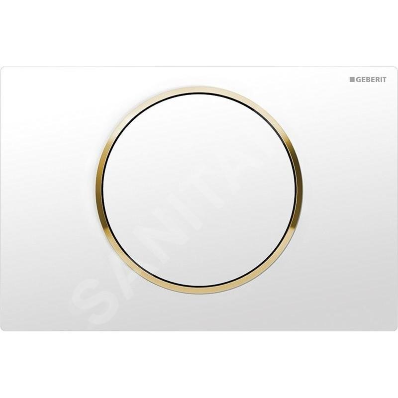 Geberit Sigma10 - Plaque de déclenchement SIGMA10, blanc/doré 115.758.KK.5