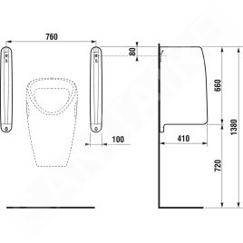 Jika Split - Paroi d'urinoir, 410x660x100 mm, blanc H8476010000001