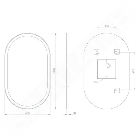 Sapho Parga - Miroir avec éclairage LED, 60x100cm PG600