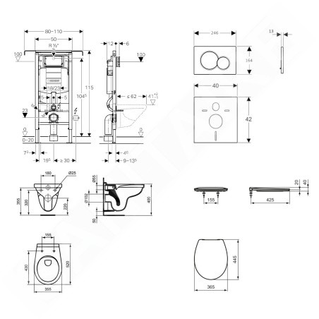 Geberit Duofix - Set d'installation pré-murale, cuvette Alpha avec abattant, plaque de déclenchement Sigma01, blanc alpin
