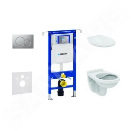 Geberit Duofix - Set d'installation pré-murale, cuvette Alpha avec abattant, plaque de déclenchement Sigma01, chrome mat