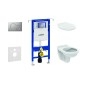 Geberit Duofix - Set d'installation pré-murale, cuvette Alpha avec abattant, plaque de déclenchement Sigma01, chrome mat