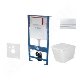 kielle Genesis - Ensemble bâti-support, cuvette Arkas I, abattant WC softclose et plaque Gemini I, chrome 30505SS02