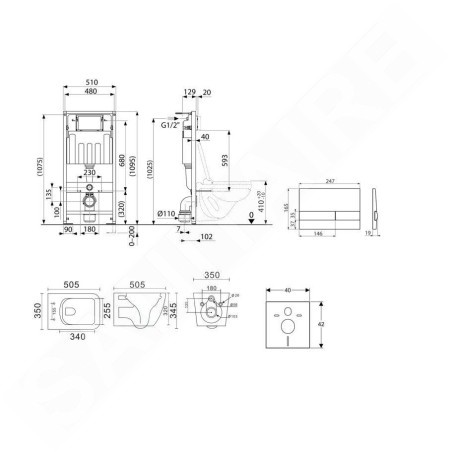 kielle Genesis - Ensemble bâti-support, cuvette Arkas I, abattant WC softclose et plaque Gemini I, chrome 30505SS02