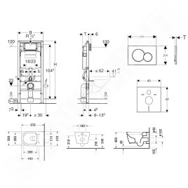 Geberit Duofix - Ensemble bâti-support, cuvette de toilette et siège ME by Starck, Rimless, SoftClose, plaque Sigma01, chrome