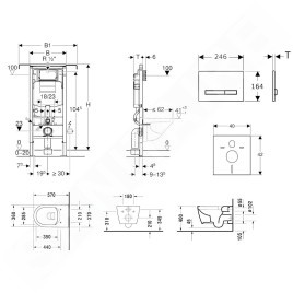 Geberit Duofix - Ensemble bâti-support, cuvette de toilette et siège ME by Starck, Rimless, SoftClose, plaque Sigma50, blanc