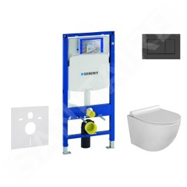 Geberit Duofix - Set de bâti-support, cuvette Gaia et abattant softclose et plaque de déclenchement Sigma30, noir mat/noir