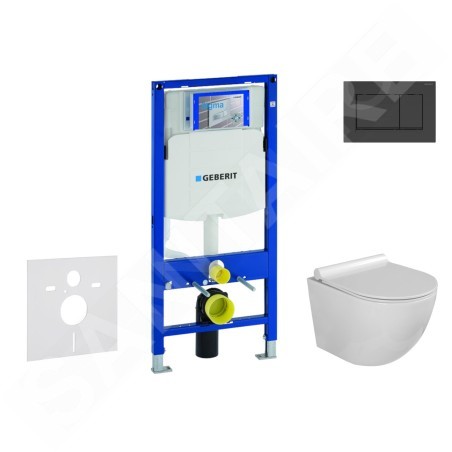 Geberit Duofix - Set de bâti-support, cuvette Gaia et abattant softclose et plaque de déclenchement Sigma30, noir mat/noir