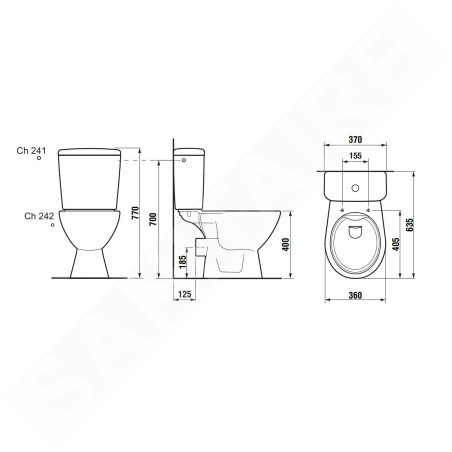 Jika Lyra plus - WC combiné, évacuation arrière, remplissage latéral, Rimless, blanc H8257260002413