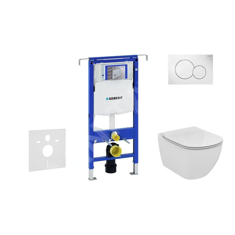 Geberit Duofix - Bâti-support pour WC suspendu avec plaque de déclenchement Sigma01, blanc alpin + Ideal Standard Tesi - Geberit Duofix - Bâti-support pour WC suspendu avec plaque de déclenchement Sigma01, blanc alpin + Ideal Standard Tesi -