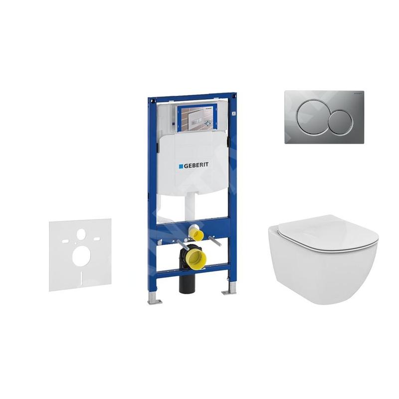 Geberit Duofix - Bâti-support pour WC suspendu avec plaque de déclenchement Sigma 01, chrome mat + Ideal Standard Tesi – Geberit Duofix - Bâti-support pour WC suspendu avec plaque de déclenchement Sigma 01, chrome mat + Ideal Standard Tesi –