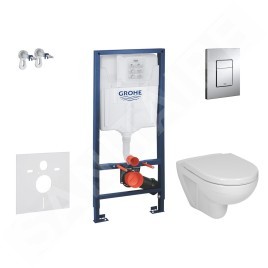 Grohe Rapid SL - Set bâti-support, WC et siège Jika Lyra Plus, plaque de déclenchement Skate Cosmopolita, chrome 38528SET-KJ2