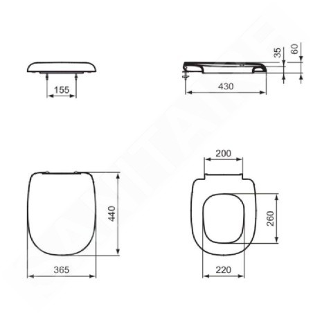 Ideal Standard Tesi - Abattant WC, blanc T663001