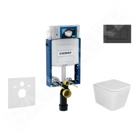 Geberit Kombifix - Set de bâti-support, cuvette Arkas et abattant softclose, plaque de déclenchement Sigma30, Noir mat/noir