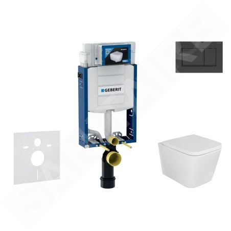 Geberit Kombifix - Set de bâti-support, cuvette Arkas et abattant softclose, plaque de déclenchement Sigma30, Noir mat/noir