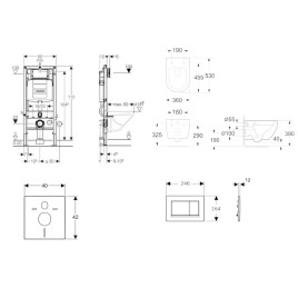 Geberit Duofix - Set de bâti-support, cuvette Oudee et abattant softclose, plaque de déclenchement Sigma30, blanc/chrome