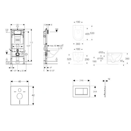 Geberit Duofix - Set de bâti-support, cuvette Oudee et abattant softclose, plaque de déclenchement Sigma30, blanc/chrome